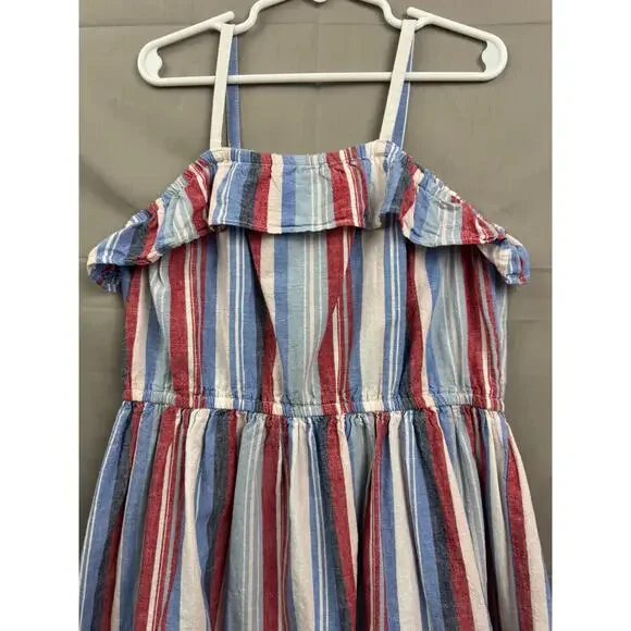 OshKosh B'gosh Girls Red White Blue Striped Sundress, Size 8 - Picture 2 of 4